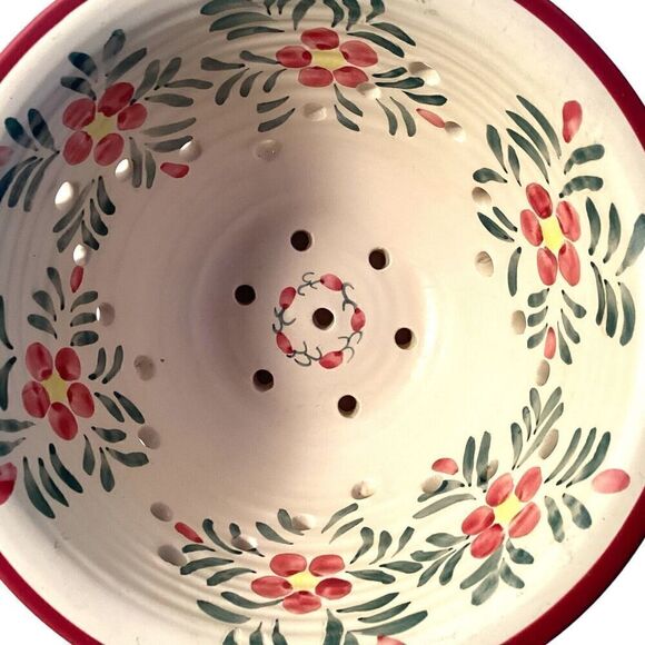 New Debco Ceramic Colander with Plate Flower Design Fruit Bowl - Picture 3 of 10